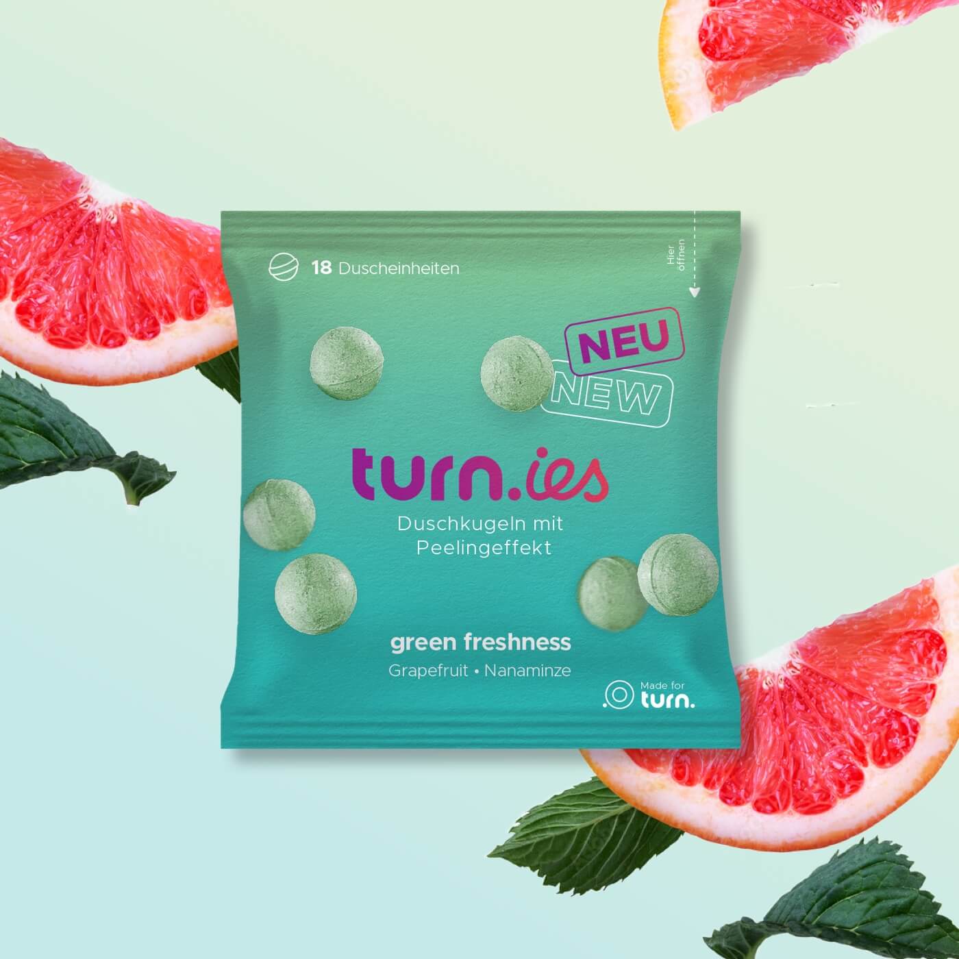 turn.ies green freshness | turn – der innovative Duschkugel Spender